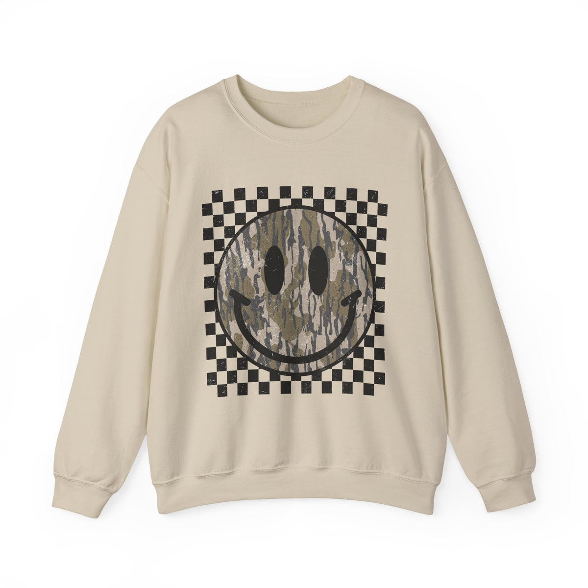 Camo Smiley Checkerboard Crewneck