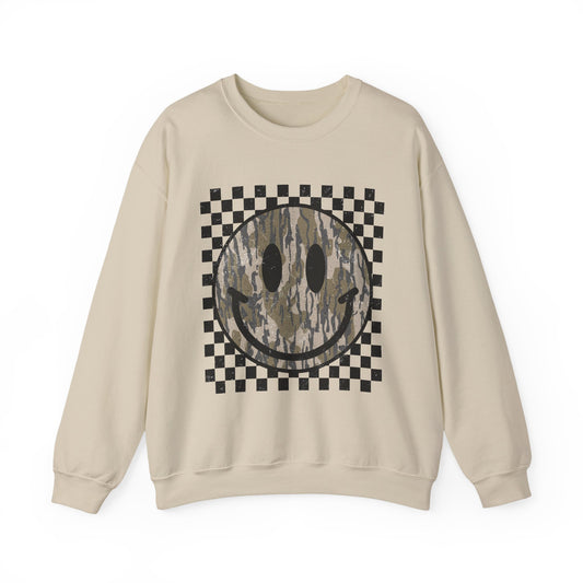 Camo Smiley Checkerboard Crewneck