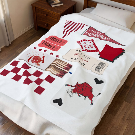 Arkansas Razorbacks Collage Velveteen Plush Blanket – Woo Pig Sooie Game Day Throw