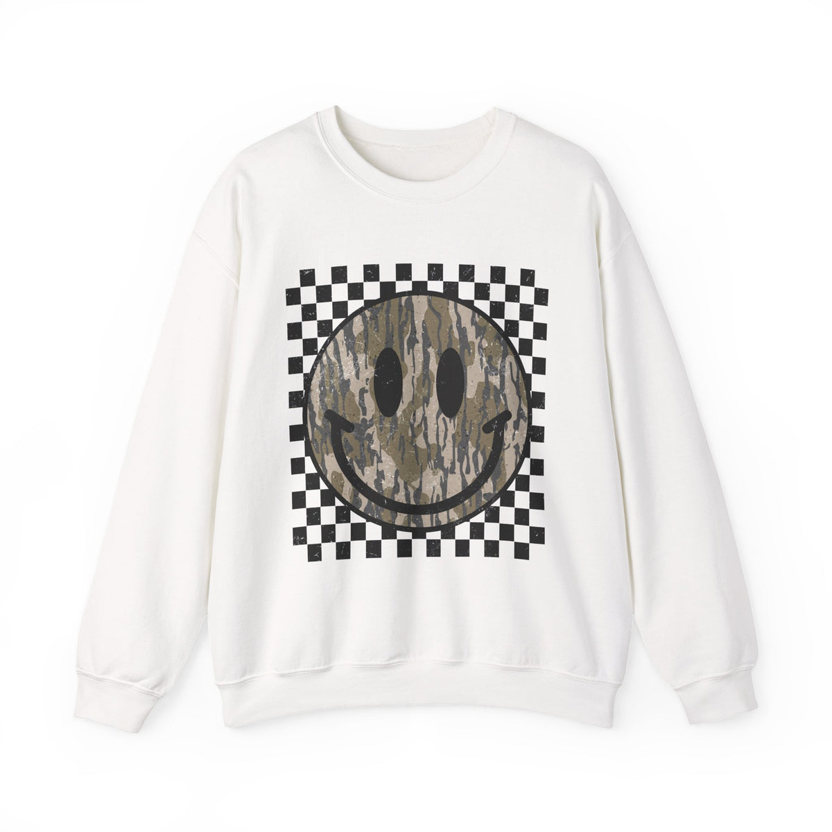Camo Smiley Checkerboard Crewneck