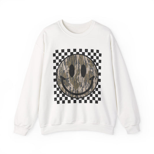 Camo Smiley Checkerboard Crewneck