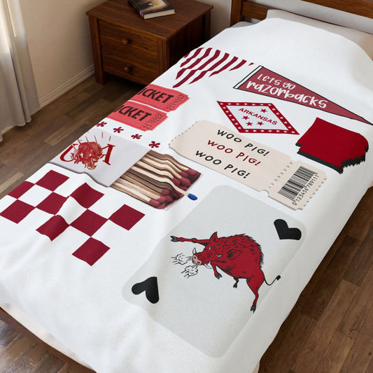 Arkansas Razorbacks Collage Velveteen Plush Blanket – Woo Pig Sooie Game Day Throw